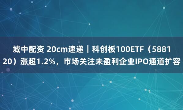 城中配资 20cm速递｜科创板100ETF（588120）涨超1.2%，市场关注未盈利企业IPO通道扩容